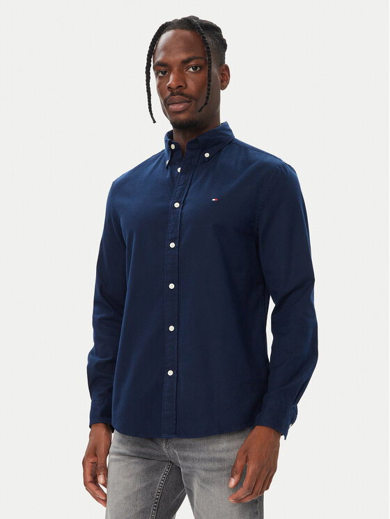 Tommy Hilfiger Tommy Hilfiger Košulja Flannel Solid MW0MW40469 Tamnoplava Regular Fit