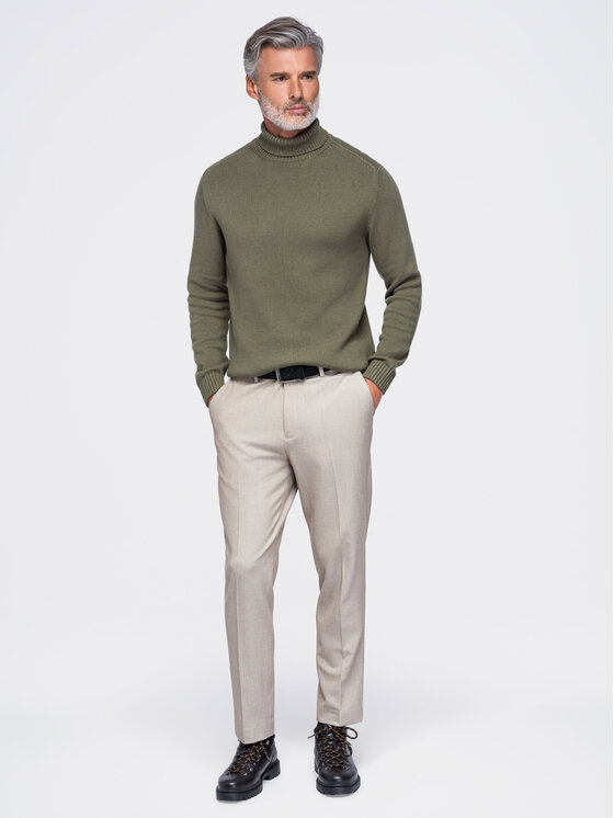 Ombre Ombre Svetr OM-SWTN-0192 Tmavě zelená Regular Fit