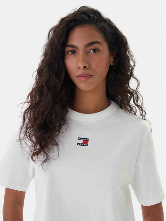 Tommy Jeans Tommy Jeans Majica Badge DW0DW22202 Écru Boxy Fit