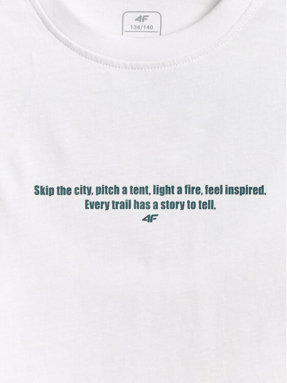 4F 4F T-Shirt ENJOY THE OUTDOORS Biały Loose Fit