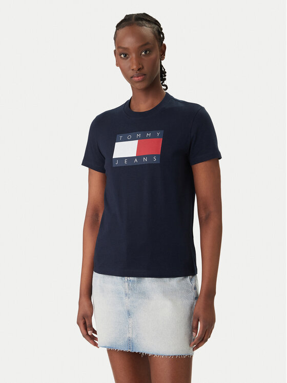Tommy Jeans Tommy Jeans Тишърт Flag DW0DW22562 Тъмносин Regular Fit