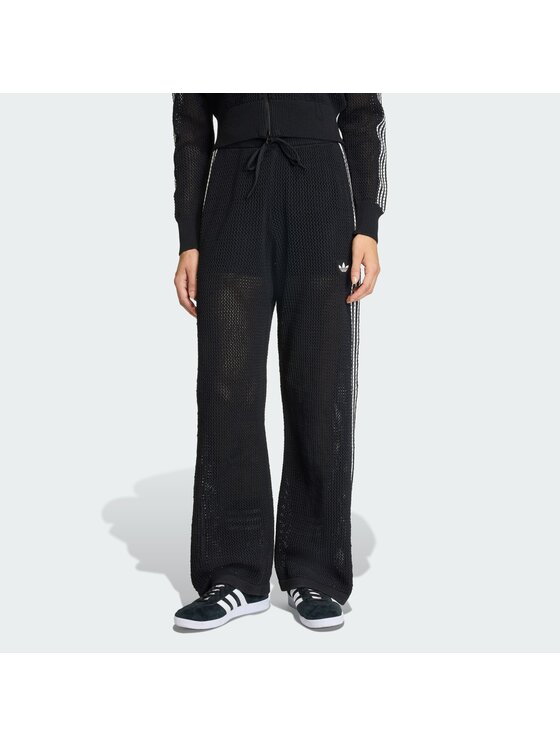 adidas adidas Πλεκτό παντελόνι Knitted Crochet Firebird KC6494 Μαύρο Regular Fit