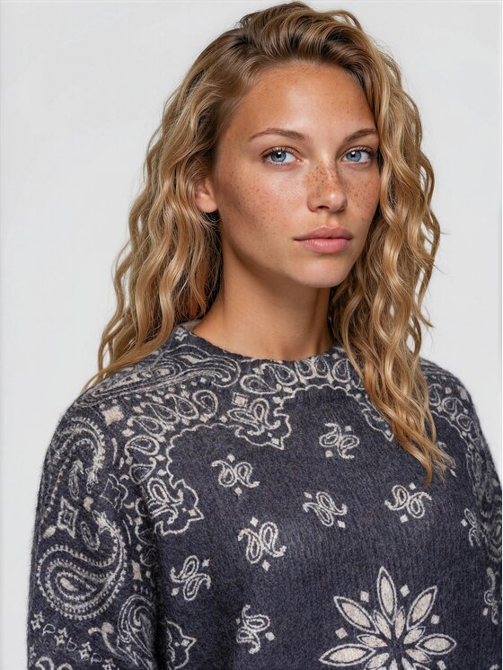 Ombre Ombre Svetr OW-SW-E0050 Tmavě šedá Regular Fit