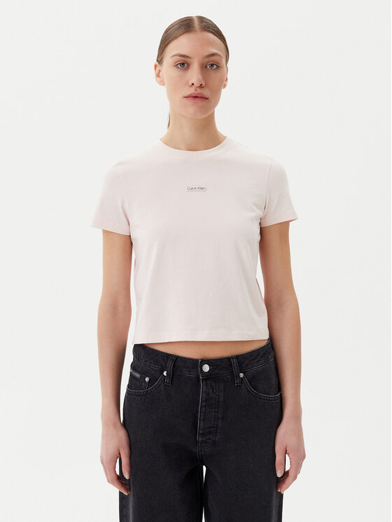 Calvin Klein Jeans Calvin Klein Jeans Póló Placed Institutional J20J225524 Rózsaszín Slim Fit