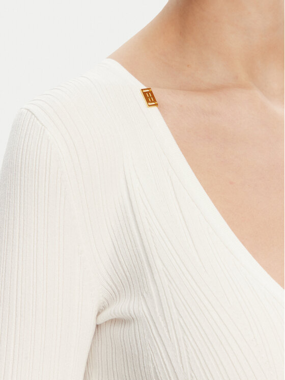 Elisabetta Franchi Elisabetta Franchi Rochie tricotată AM-52B-51E2 Alb Slim Fit
