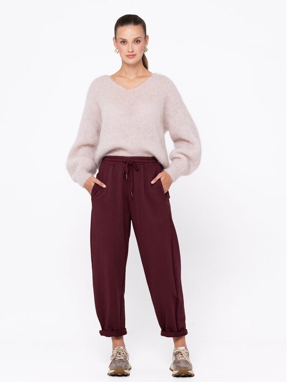 Miss LK Miss LK Spodnie materiałowe MISSLKSM Bordowy Loose Fit