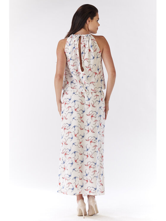 Awama Awama Sukienka letnia A184 Écru Basic Fit