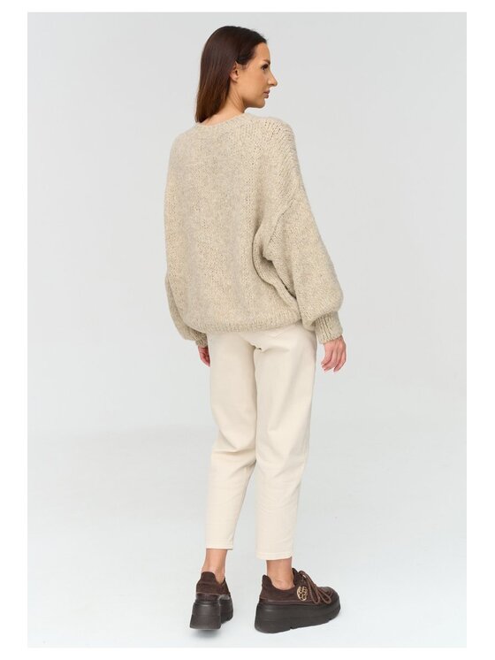Makadamia Makadamia Sweter C83 Beżowy Loose Fit