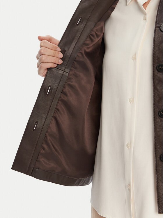 Weekend Max Mara Weekend Max Mara Giacca di pelle Stecca 2525446051 Marrone Relaxed Fit