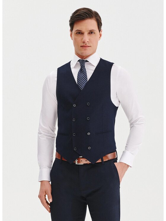 Pako Lorente Pako Lorente Kamizelka P25SF-8X-005 Granatowy Slim Fit