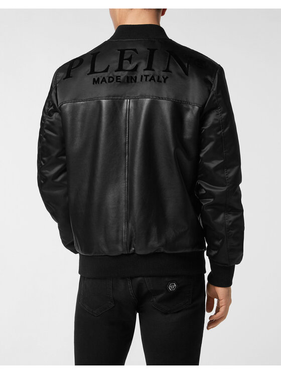 PHILIPP PLEIN PHILIPP PLEIN Kožená bunda 26989 Čierna Regular Fit