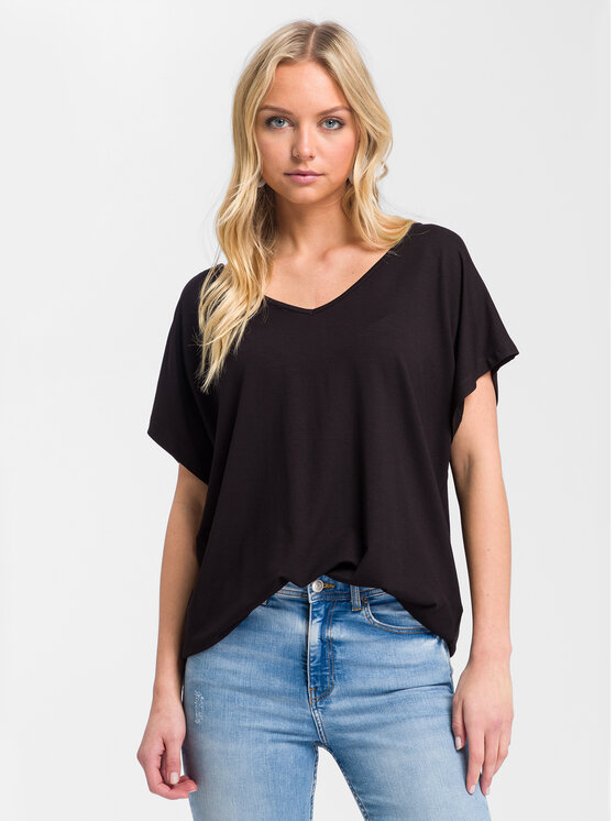 Cross Jeans Cross Jeans T-Shirt 55921-020 Czarny Oversize