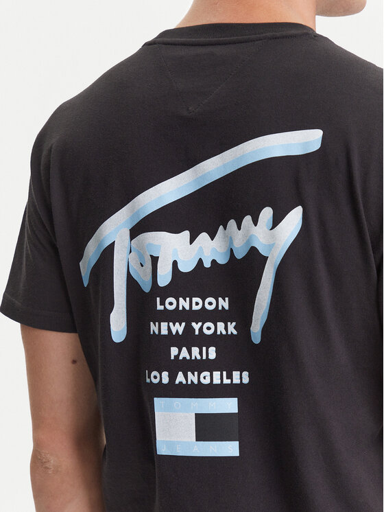 Tommy Jeans Tommy Jeans Tricou Signature City DM0DM21934 Negru Regular Fit
