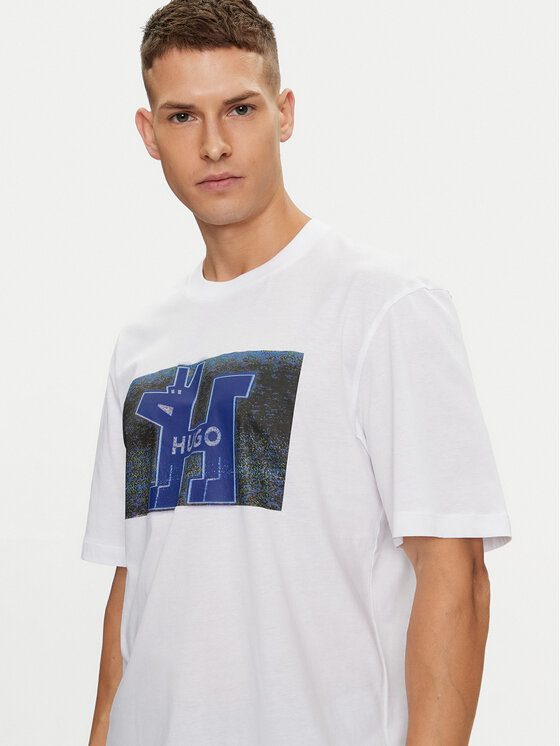 HUGO Hugo T-Shirt Nedary 50519131 Bílá Regular Fit