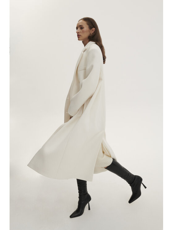 La Mania La Mania Cappotto COMFY COAT 2 Bianco Classic Fit