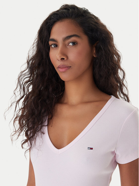 Tommy Jeans Tommy Jeans T-Shirt Essential DW0DW17385 Ροζ Slim Fit