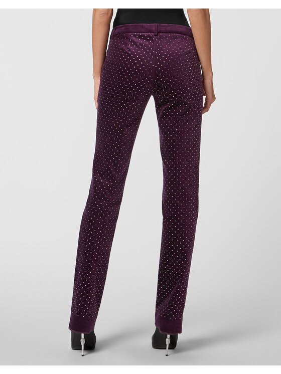 PHILIPP PLEIN PHILIPP PLEIN Kalhoty z materiálu 2943 Fialová Flare Fit