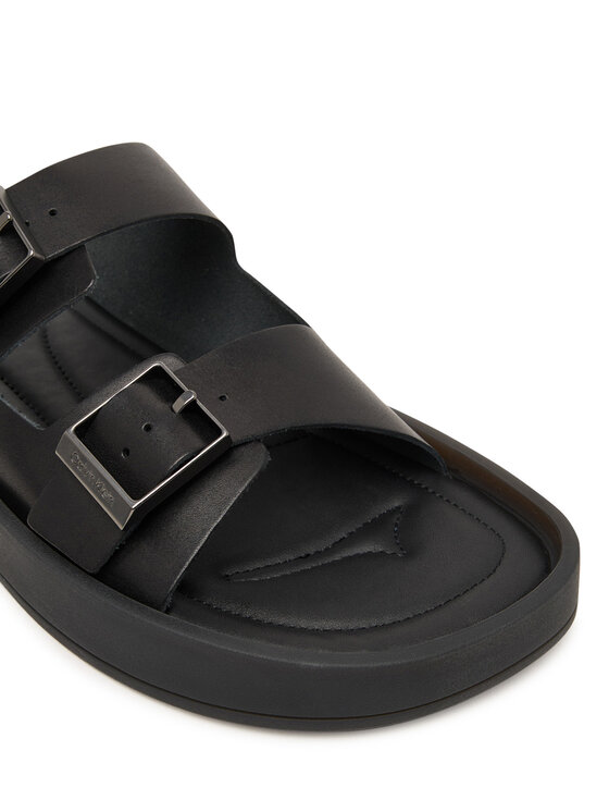 Calvin Klein Calvin Klein Šľapky Ergon Double Bar Sandal Lth HM0HM02097 Čierna
