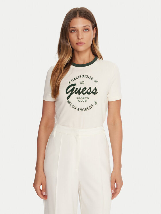 Guess Guess T-Shirt V5BI03 J1314 Μπεζ Slim Fit