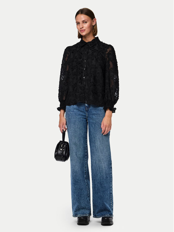 Pieces Pieces Πουκάμισο Pina 17154276 Μαύρο Regular Fit