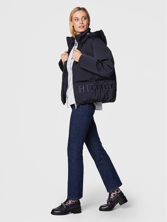 Tommy Hilfiger Tommy Hilfiger Daunenjacke Sateen WW0WW36062 Dunkelblau Regular Fit
