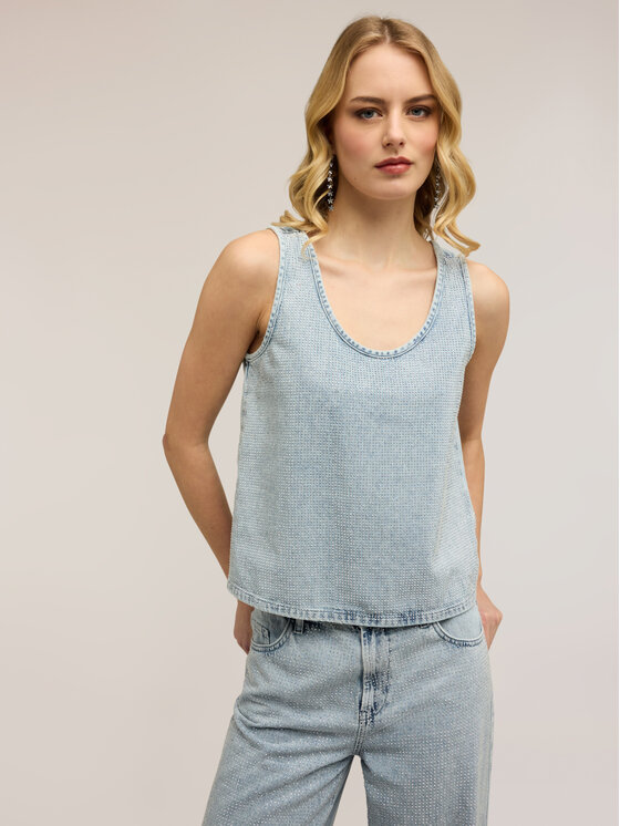 Motivi Motivi Top D024Q000530N004 Turkusowy Regular Fit