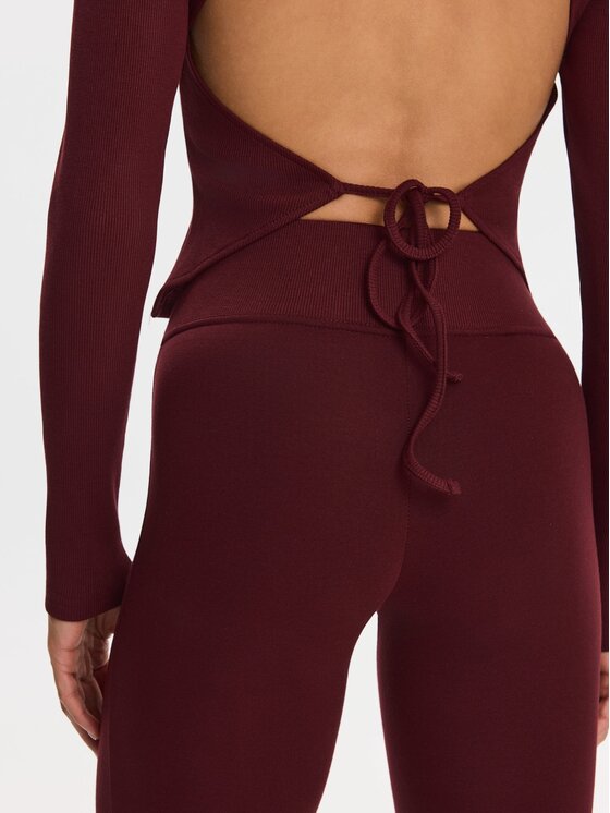 Nudyess Nudyess Top Ojos z prążka Bordowy Regular Fit