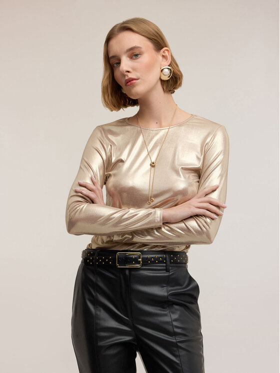 Motivi Motivi T-shirt G017W003507N002 Oro Regular Fit