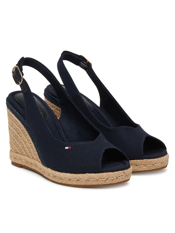 Tommy Hilfiger Tommy Hilfiger Espadrilles Flag High Wedge Espad Slingback FW0FW09343 Sötétkék