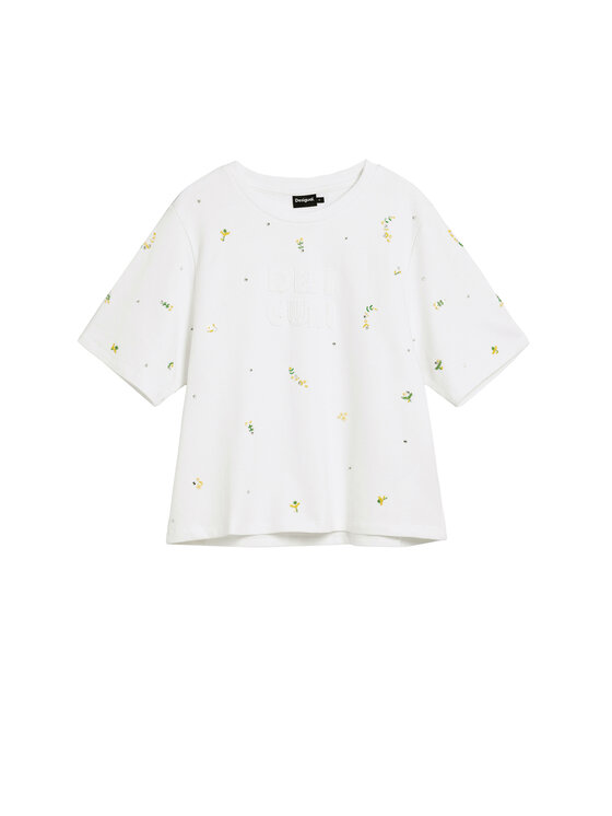 Desigual Desigual T-Shirt Oporto 26SWTK09 Écru Regular Fit