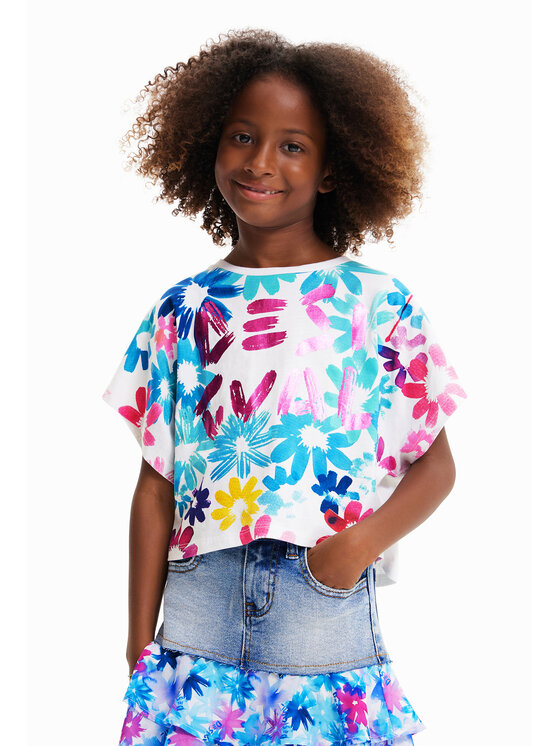 Desigual Tricou 23SGTK04 Alb Straight Fit