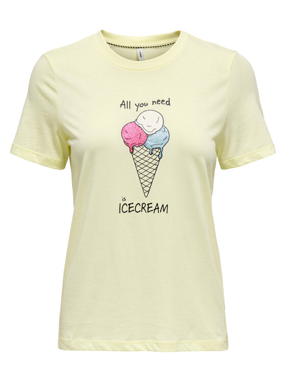 ONLY ONLY T-Shirt Fun Life 15349901 Gelb Regular Fit