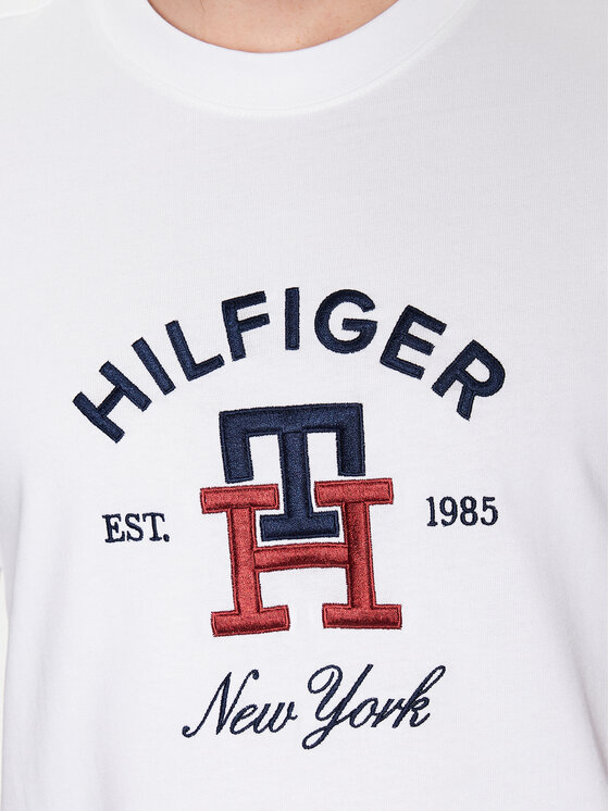 Tommy Hilfiger T-Shirt Curved Monogram MW0MW30043 Weiß Regular Fit 