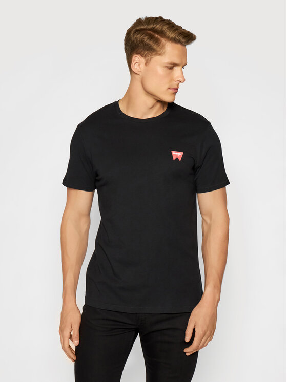 Wrangler Wrangler T-Shirt Sign Off Tee W7C07D301 Czarny Regular Fit