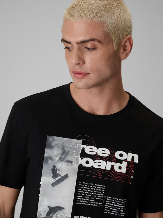 4F 4F T-Shirt FOB SUMMER Czarny Regular Fit