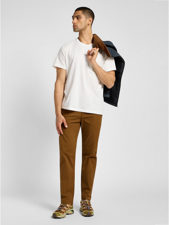 Lee Lee Spodnie materiałowe REGULAR CHINO Brązowy Regular Fit