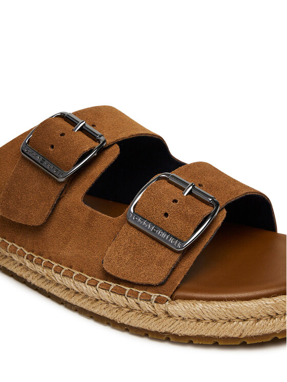 Tommy Hilfiger Tommy Hilfiger Espadrile Flex Jutte Hilfiger Suede Sandal FM0FM05503 Rjava