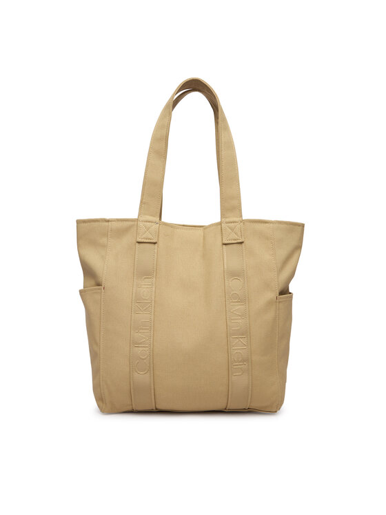 Calvin Klein Calvin Klein Torebka Webbing Strap Canvas Tote LV04F3463G Beżowy