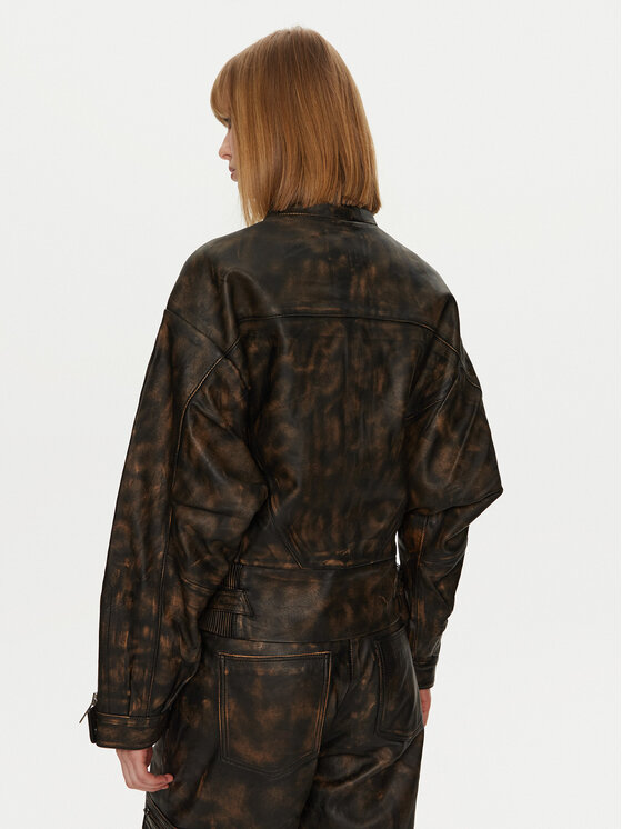 Gestuz Gestuz Geacă de piele Linera 10909473 Maro Loose Fit