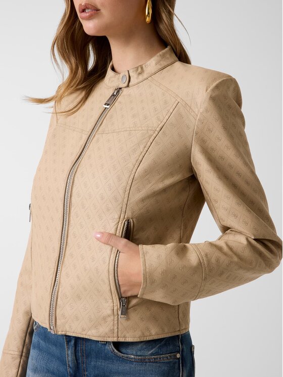 Guess Guess Kurtka z imitacji skóry 181403 Beżowy Classic Fit