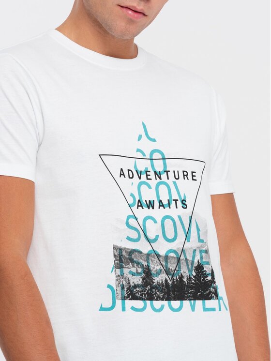 Ombre Ombre T-Shirt OM-TSPT-0165 Bílá Regular Fit