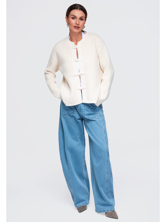 Ombre Ombre Sweter OW-SW-E0007 Beżowy Regular Fit