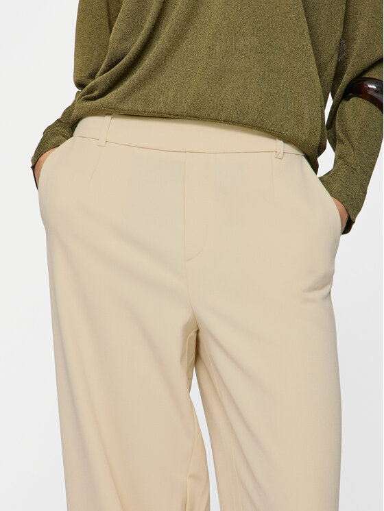 Vila Vila Παντελόνι υφασμάτινο Varone 14087407 Μπεζ Wide Leg