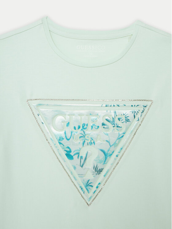 Guess Guess Тишърт J5GI15 K6YW4 Зелен Regular Fit