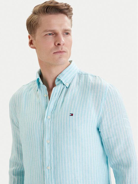 Tommy Hilfiger Tommy Hilfiger Košile Bengal MW0MW42400 Tyrkysová Regular Fit