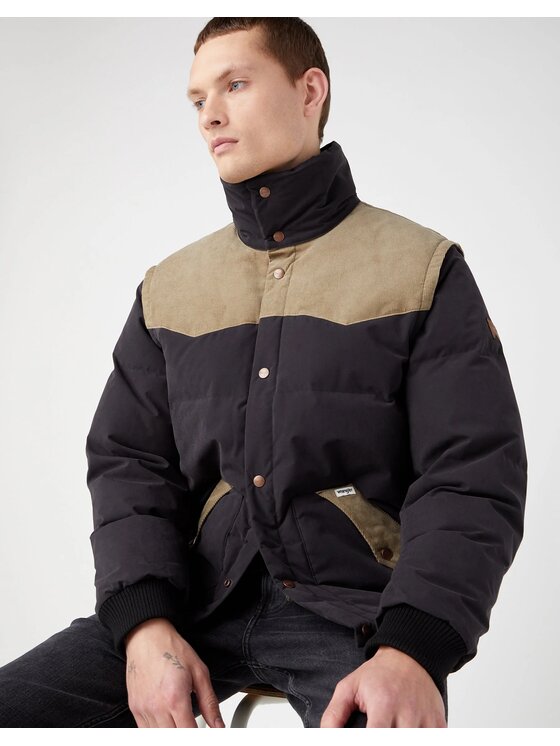 Wrangler Wrangler Kurtka zimowa DETACHABLE SLEEVE Czarny Regular Fit
