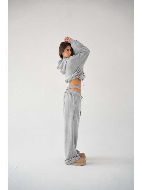 MissDenim MissDenim Dres Double Belt Flippy Tracksuit Set Szary Oversize