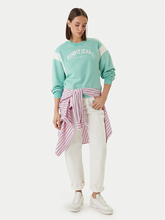 Tommy Jeans Tommy Jeans Bluză Varsity Crew DW0DW22365 Verde Regular Fit