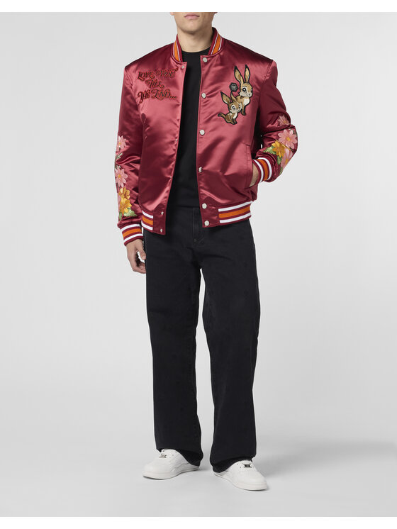 PHILIPP PLEIN PHILIPP PLEIN Kurtka bomber 26063 Bordowy Regular Fit