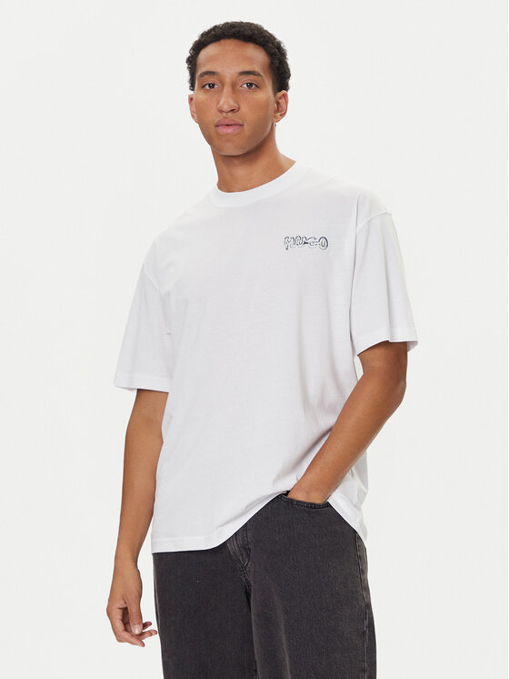 HUGO HUGO T-Shirt Nyrotee 50549769 Bílá Loose Fit